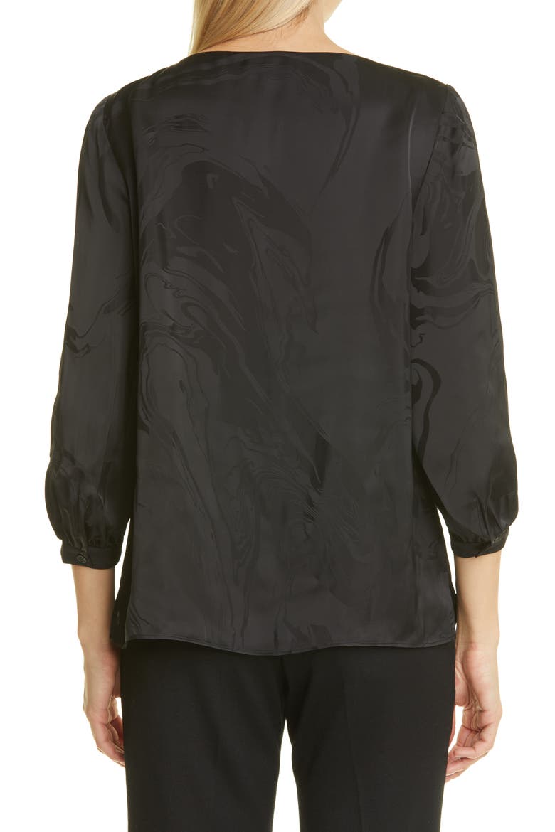 Arnette Jacquard Satin Blouse, Alternate, color, BLACK