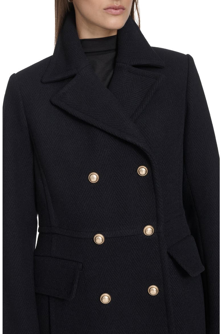 Wool Blend Double Breasted Coat, Alternate, color, NAVY