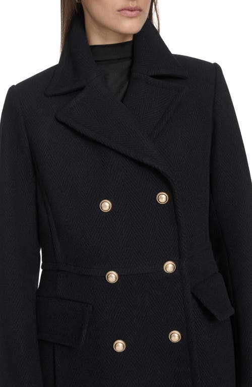 Kenneth Cole New York Wool Blend Double Breasted Coat In Blue