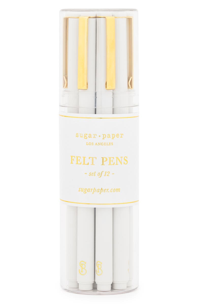 Sugar Paper Set of 12 Felt Pens, Main, color, White