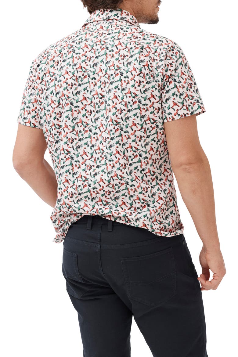 Hillmorton Sports Fit Print Short Sleeve Cotton Button-Up Shirt, Alternate, color, DUSTY PINK