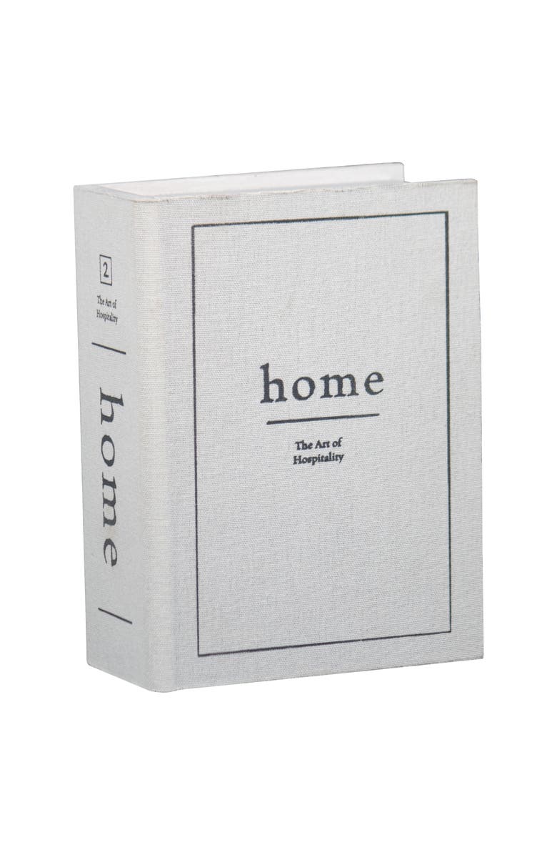 Foreside Home and Garden Faux Book 8x6" Lidded Decorative Wood Storage Box, Alternate, color, White