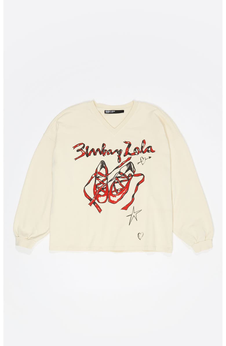 Bimba y Lola Long Ballerinas Logo Sweatshirt, Alternate, color, Ivory