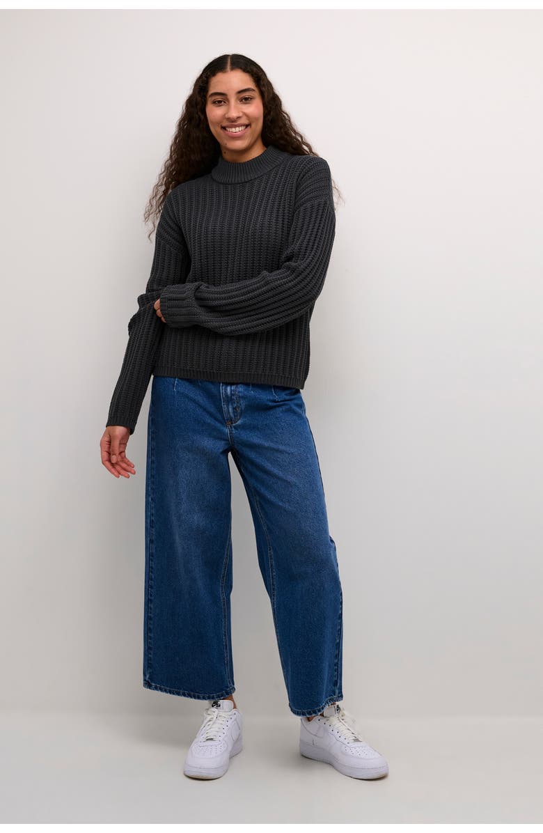 Kaffe KAbess Crew Neck Long Sleeve Pullover, Alternate, color, Black Oyster