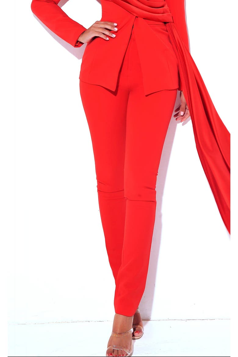 Vaylla Crepe Pants Skinny Fit Trousers, Main, color, Red