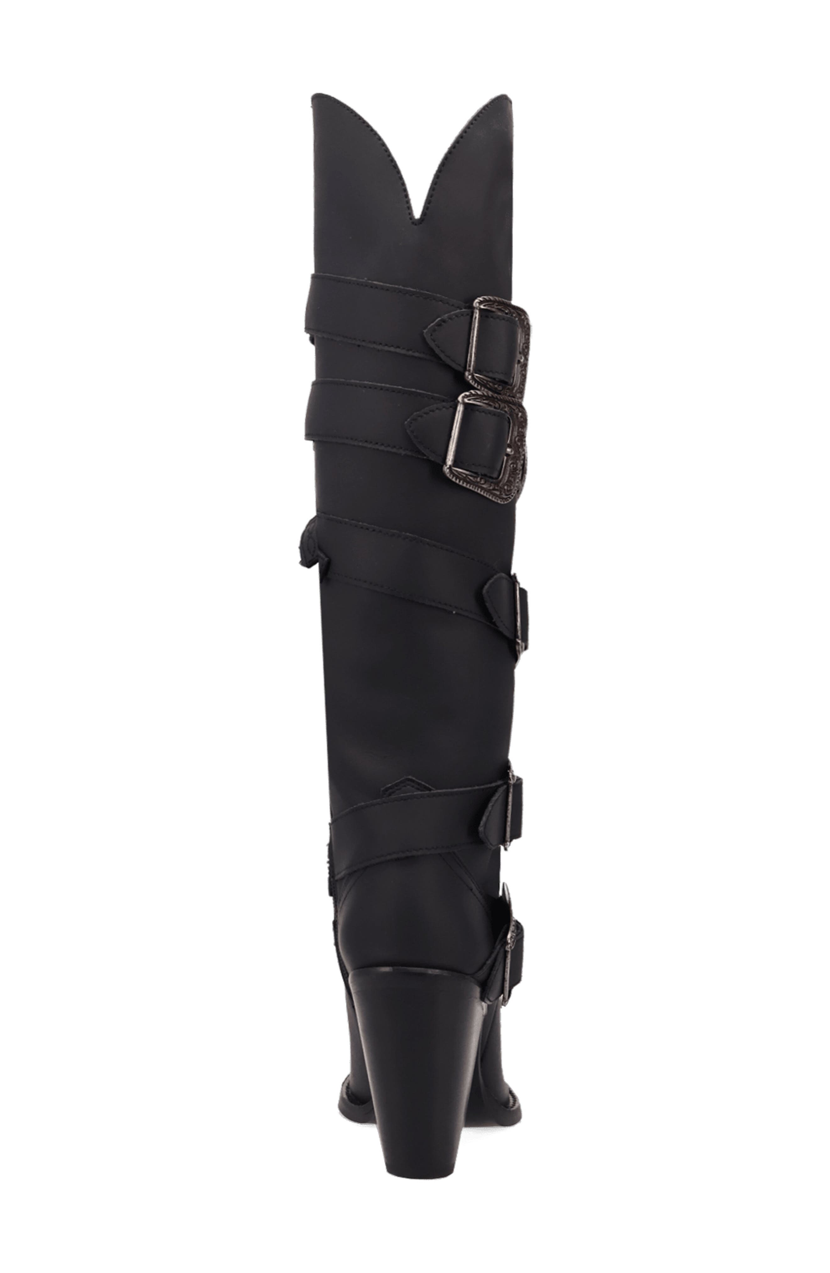 Spur O Moment Over the Knee Western Boot, Alternate, color, BLACK