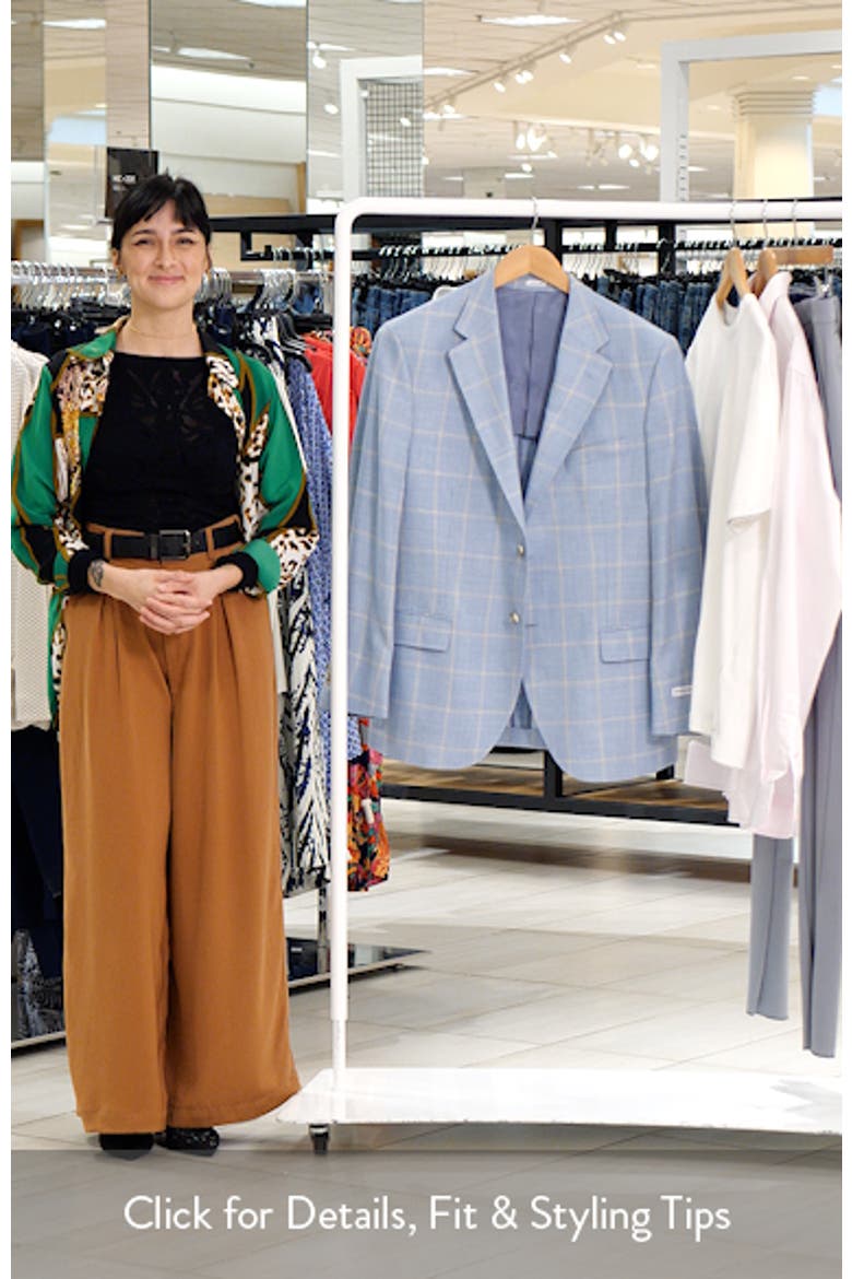 Hyperlight Soft Light Blue Windowpane Check Slub Wool & Silk Blend Sport Coat video