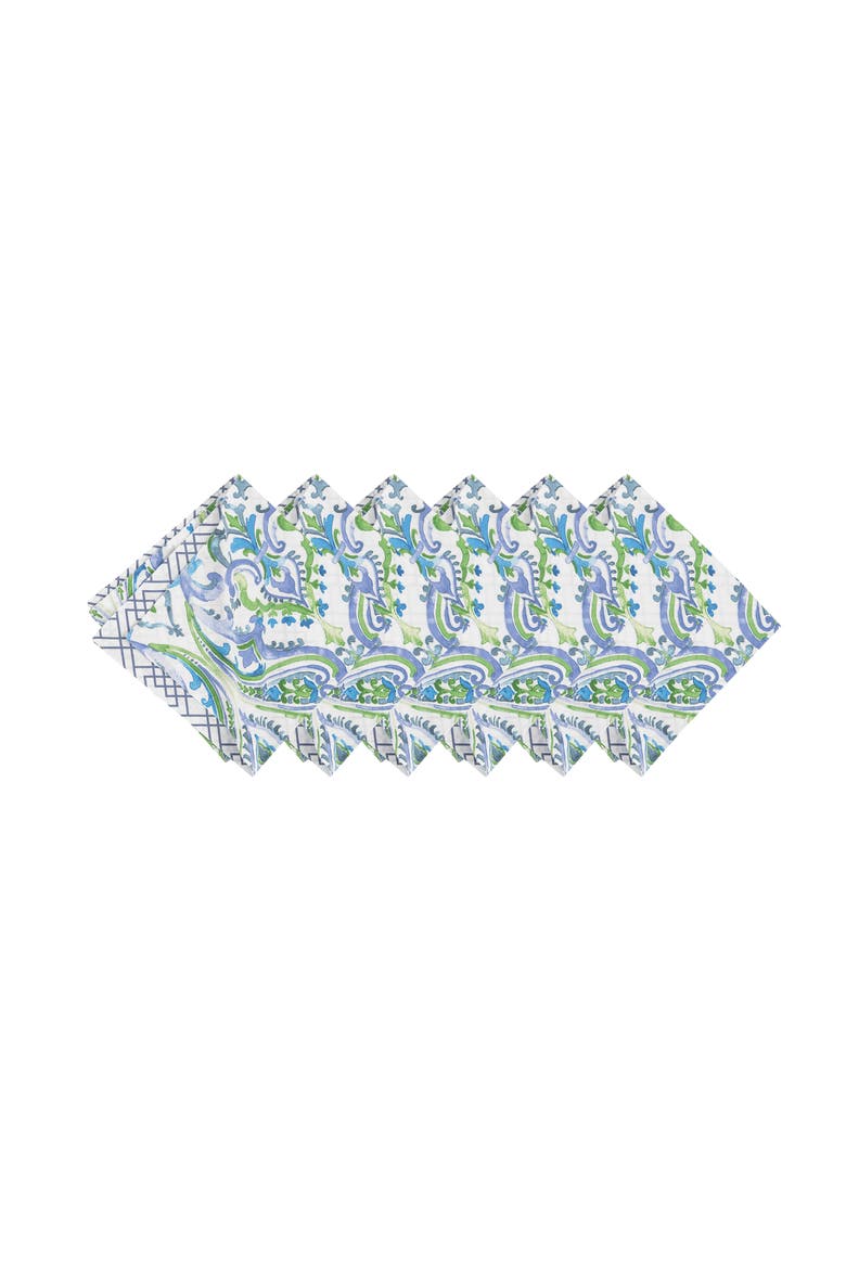 Juliet Reversible Bright Paisley Cloth Napkin Set of 6, Alternate, color, Blue