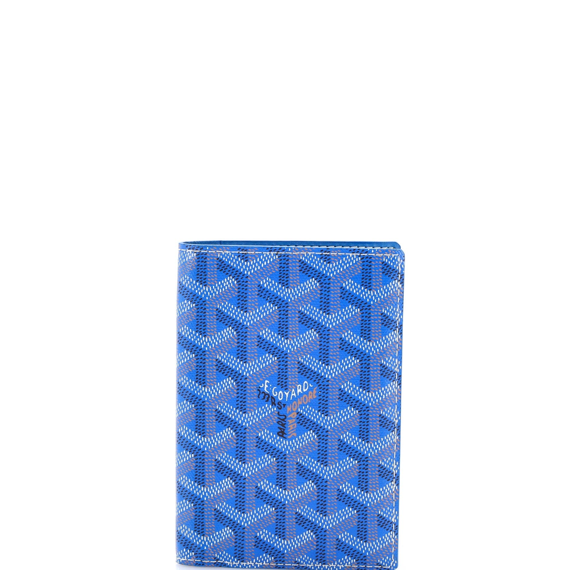 Pre-Owned Goyard Grenelle Passport Holder Coated Canvas, Main, color, Blue