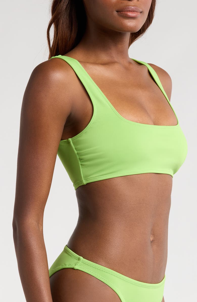 Good American Square Neck Compression Bikini Top, Alternate, color, Lime005