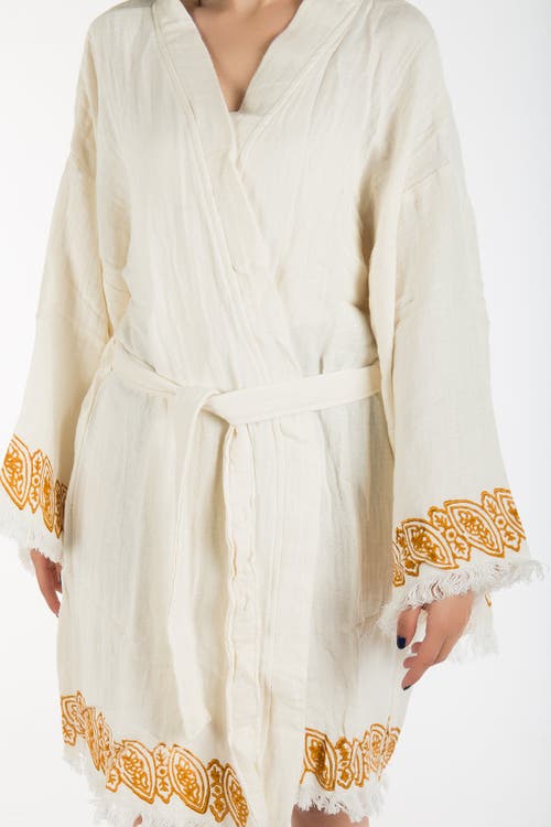 Forever & Always Shoes Romy Handmade Cotton Boho Kimono In Off-white