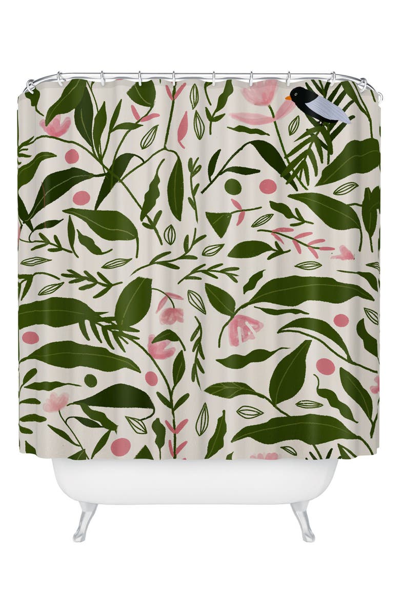 Deny Designs The Plant Lady Shower Curtain, Main, color, Cream