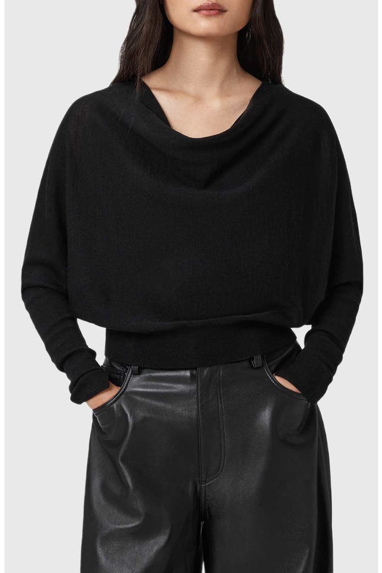 Ridley Dolman Sleeve Crop Sweater, Main, color, BLACK