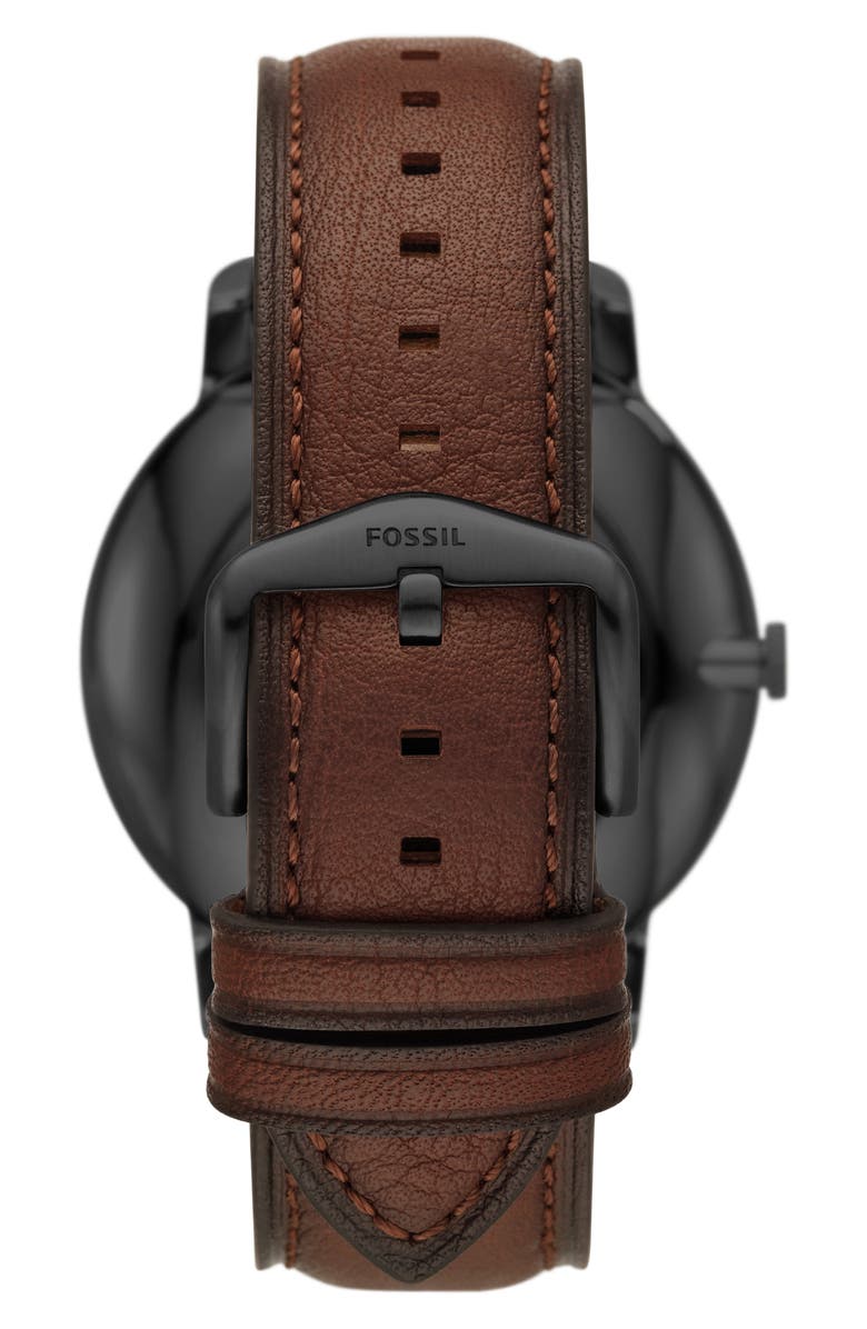 Fossil Minimalist Solar Leather Strap Watch, 42mm, Alternate, color, 