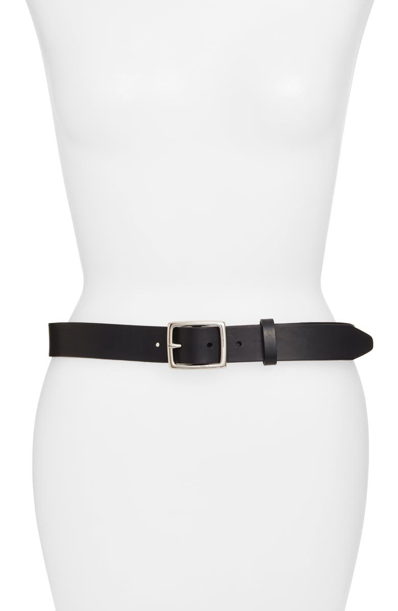 rag & bone Boyfriend Leather Belt, Main, color, Jet Black