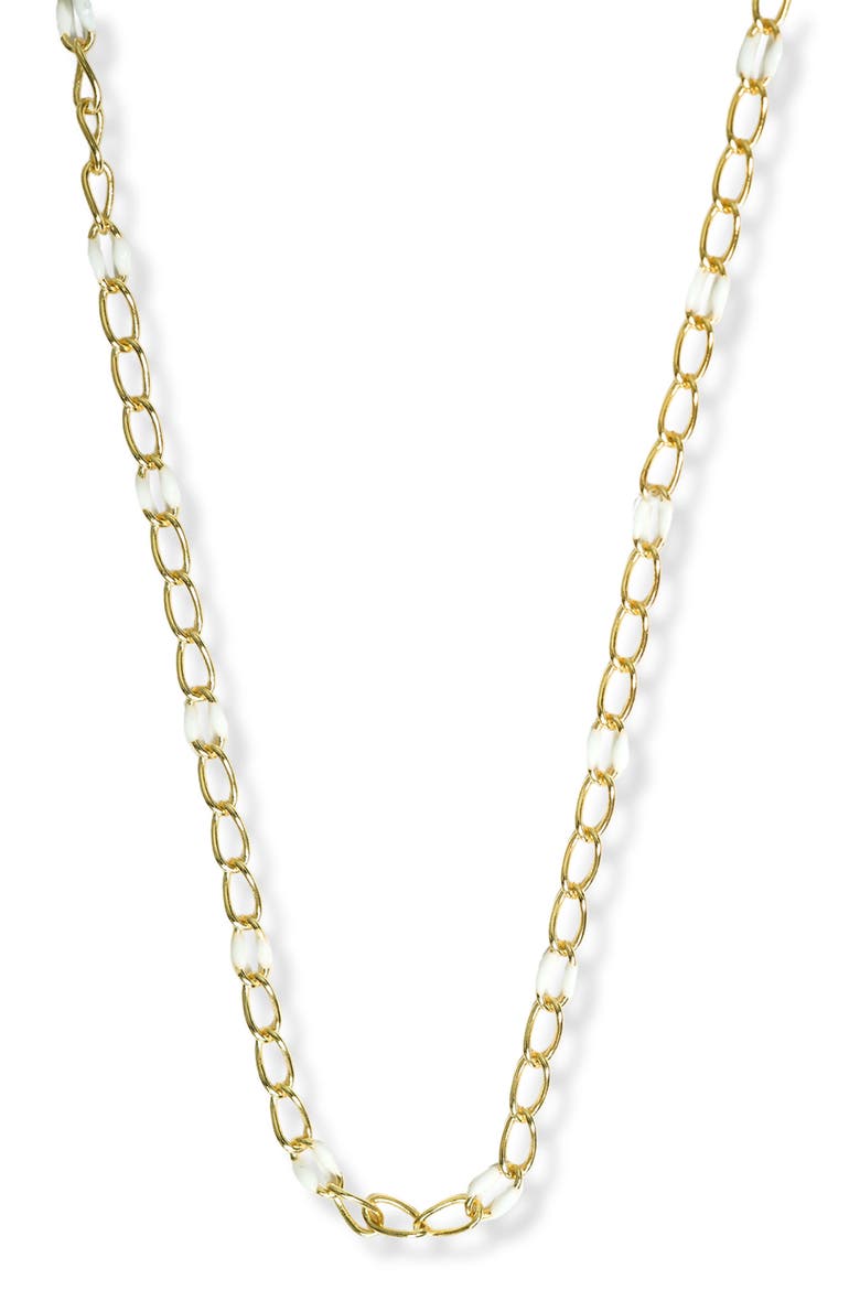 Enamel Station Coffee Bean Necklace, Main, color, GOLD/ WHITE