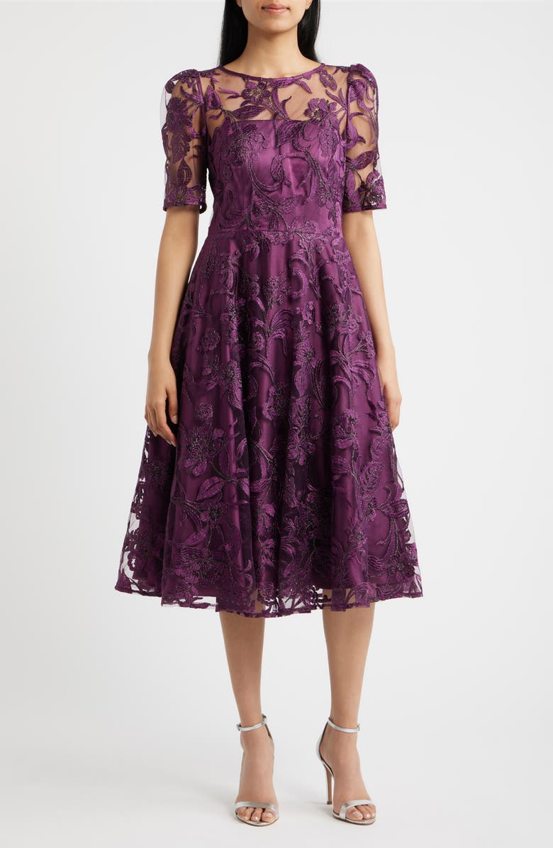 Eliza J Beaded Cocktail Dress, Main, color, Plum