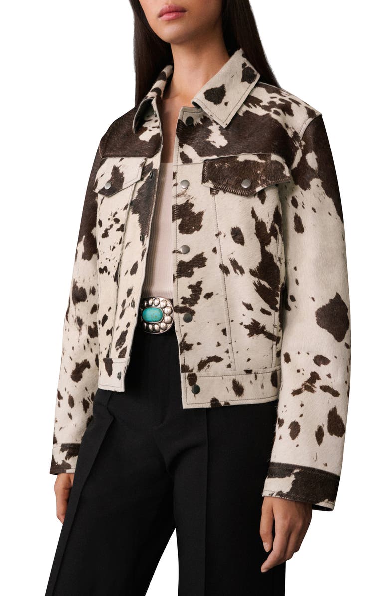 MANGO Genuine Calf Hair Jacket, Main, color, 