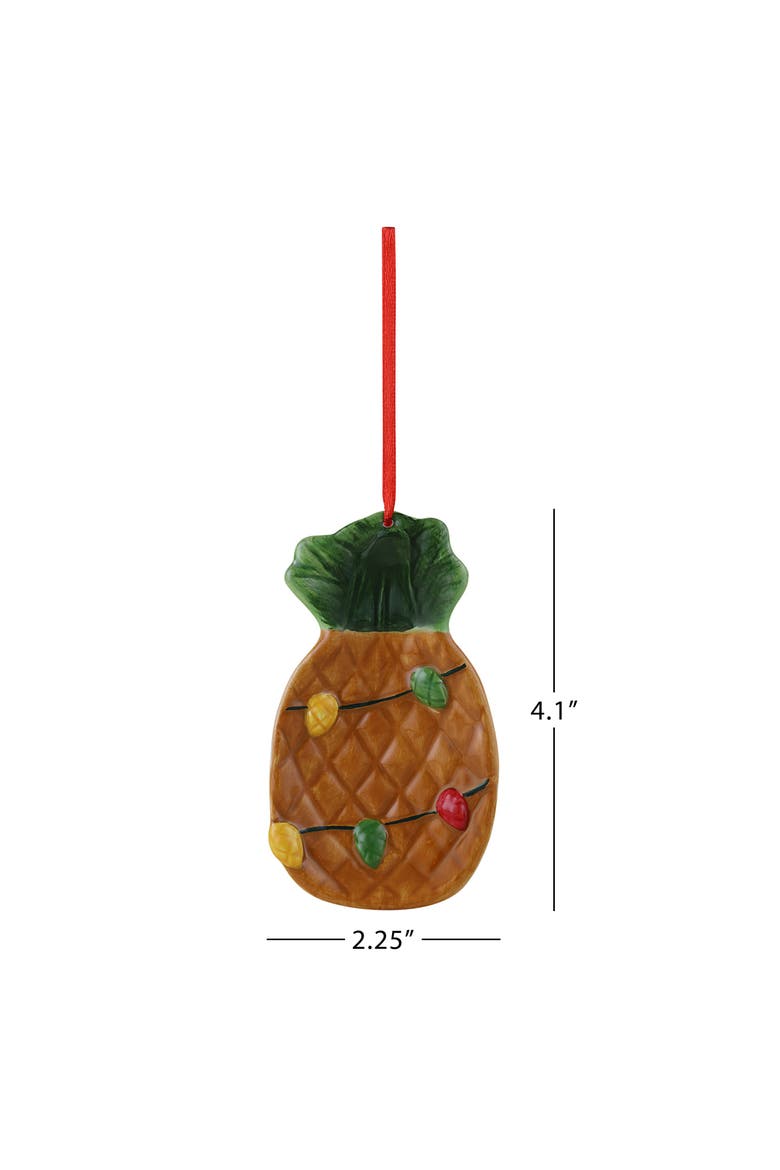 4 in. Set of 5 Ceramic Tropical Ornaments, Alternate, color, Multicolor