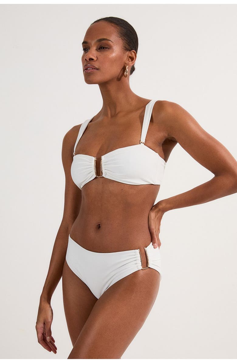 Karen Millen Detachable Strap Gold Trim Bikini Top, Alternate, color, White