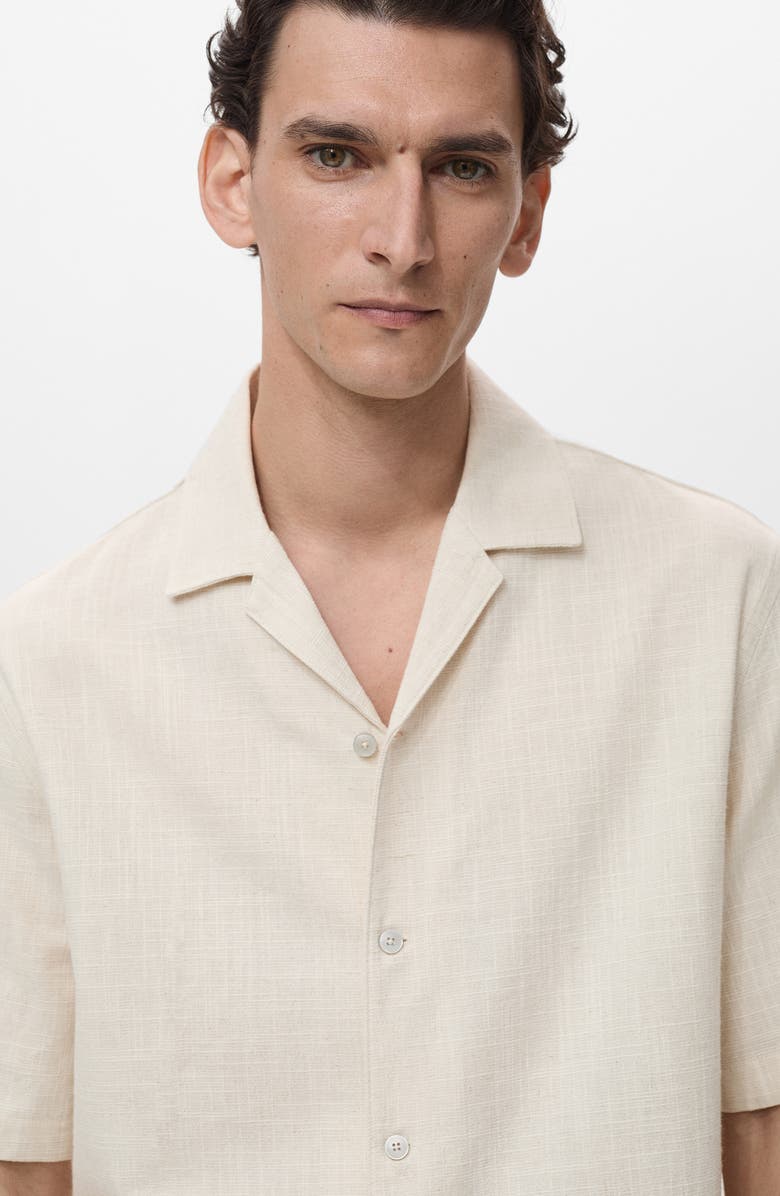 MANGO Cotton & linen Camp Shirt, Alternate, color,