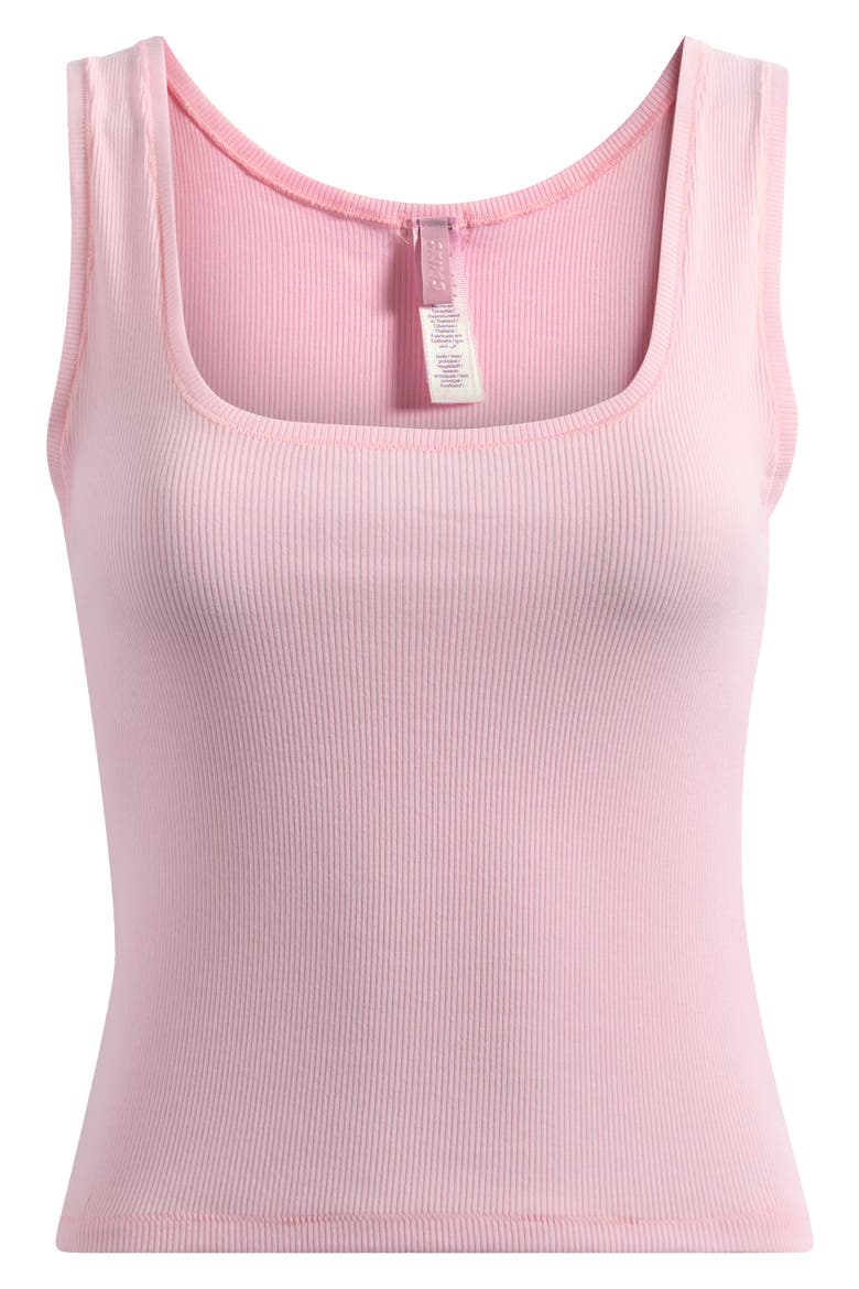 Crop Stretch Cotton Rib Tank, Main, color, SUGAR PINK