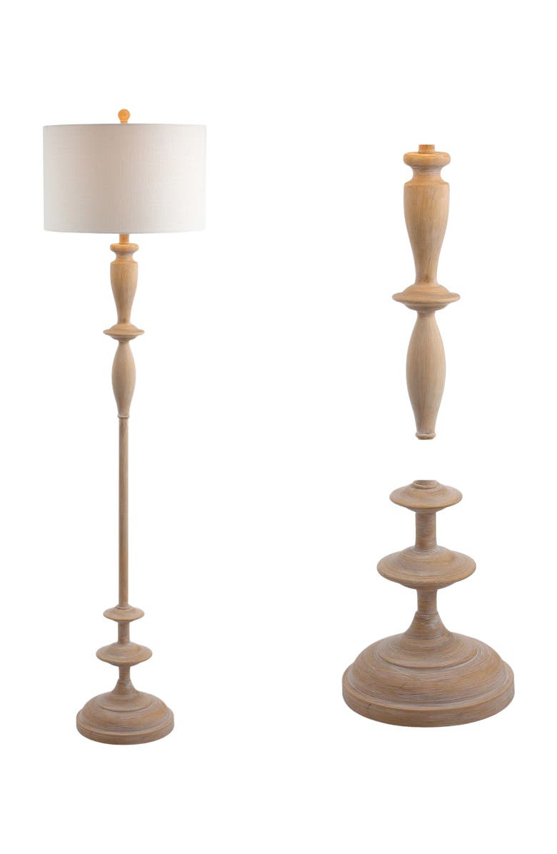 JONATHAN Y Aldrin 63.5" Resin LED Floor Lamp, Brown wood finish, Main, color, Brown