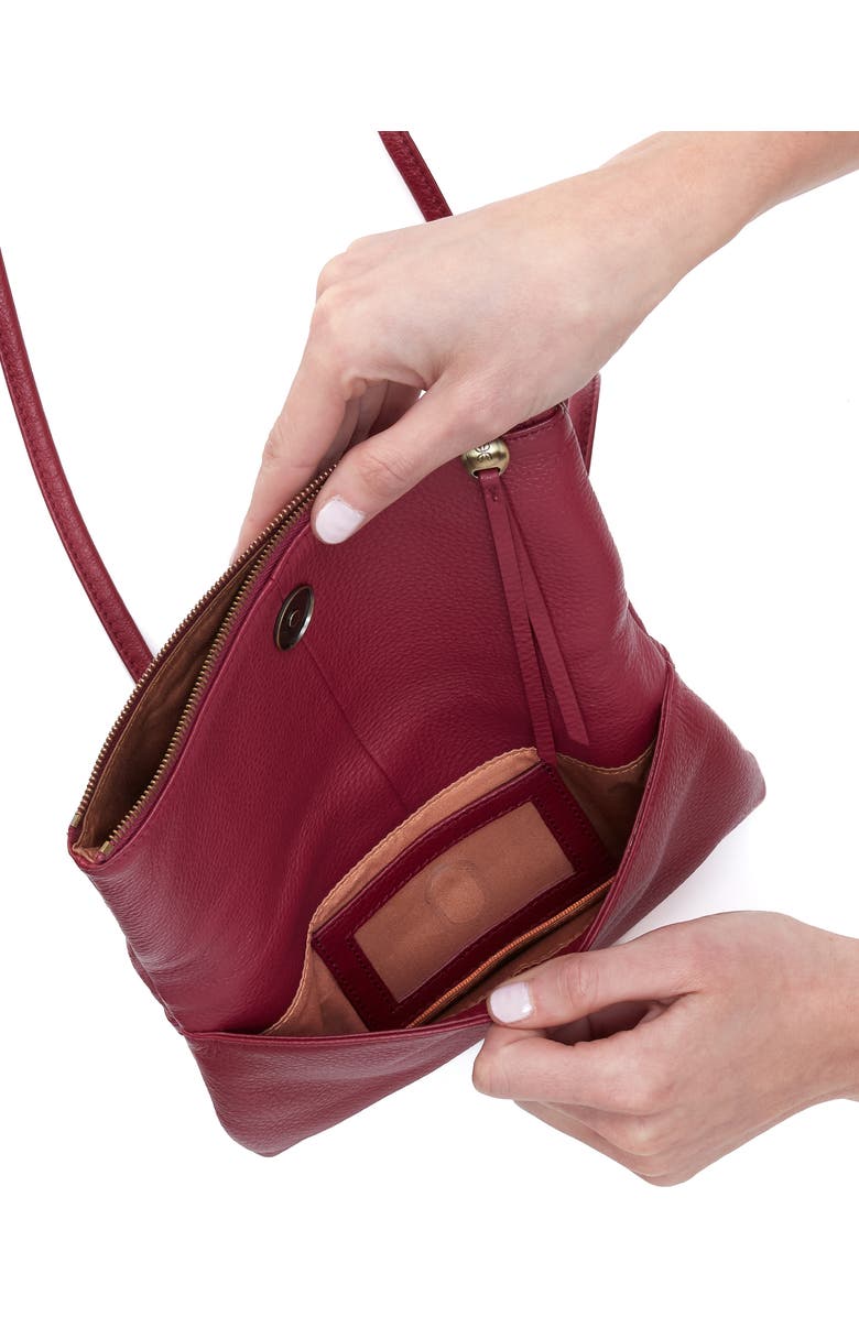 HOBO Small Grant Leather Crossbody Bag, Alternate, color, Wine