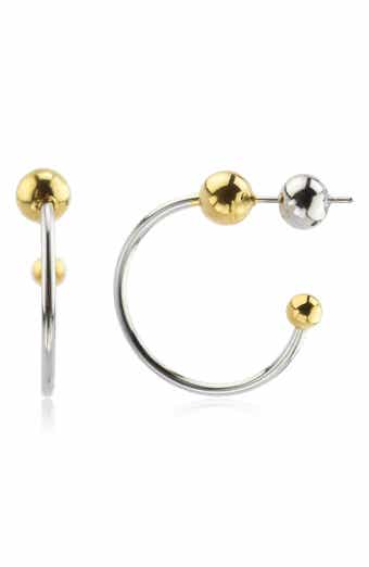 REBL Two-Tone Beaded Hoop Earrings