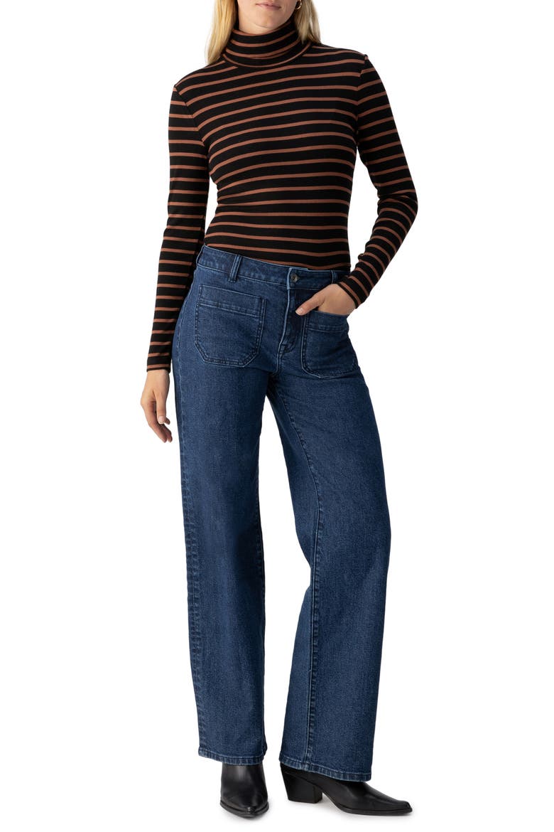 Essential Stripe Turtleneck, Alternate, color, RAW HIDE