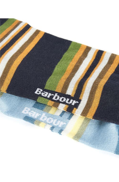 Barbour Assorted 2-pack Summer Stripe Cotton Blend Dress Socks In Navy/sky Blue
