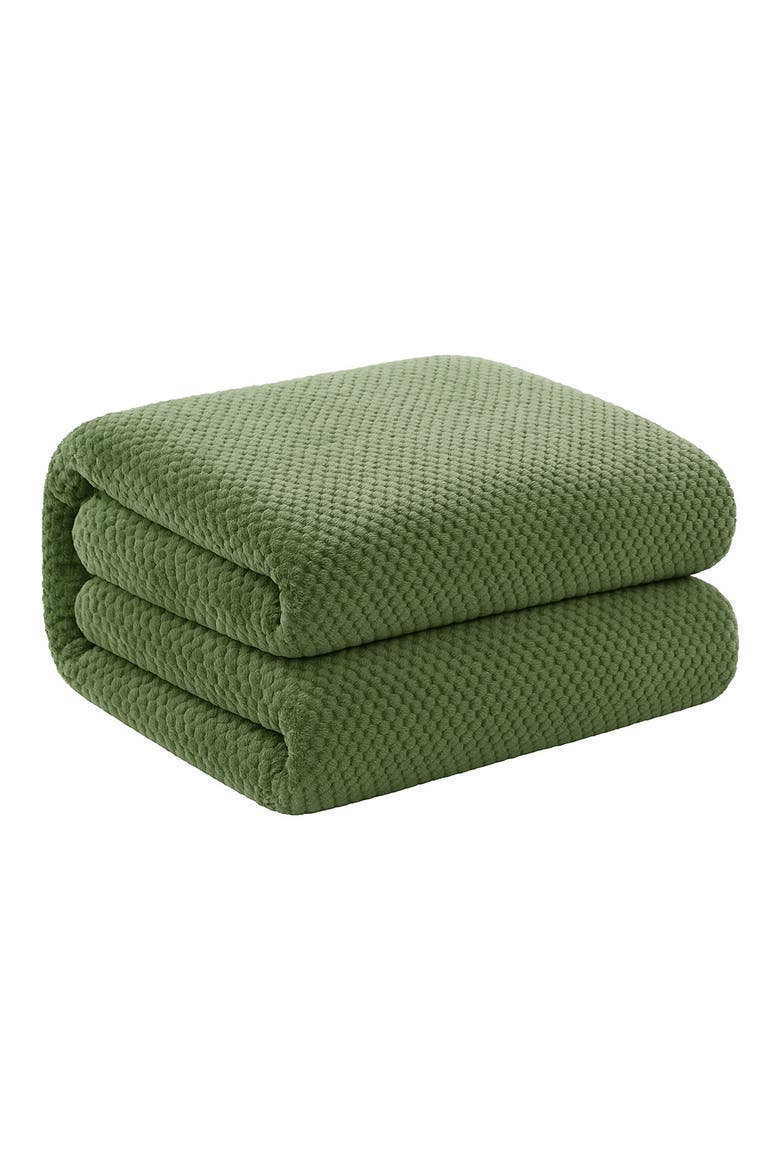 Textured Fleece Throw Blanket, Main, color, GREEN