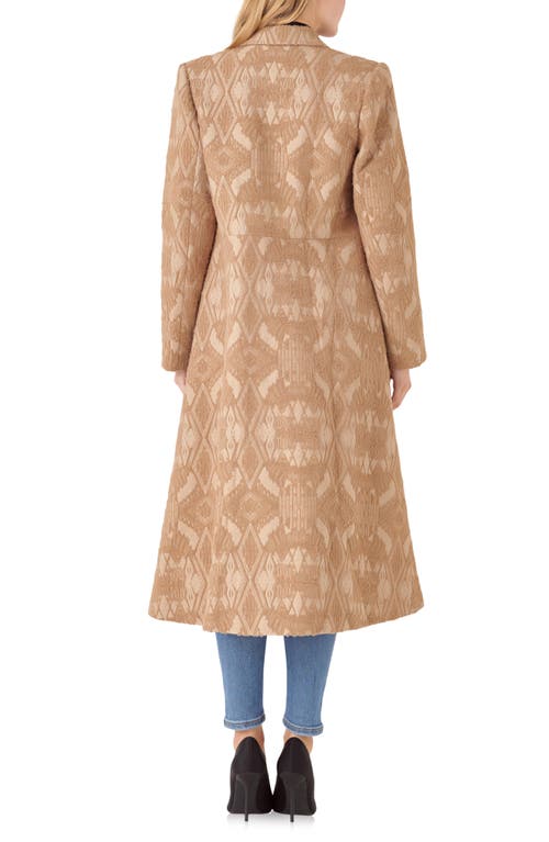 English Factory Brocade Swing Coat In Camel