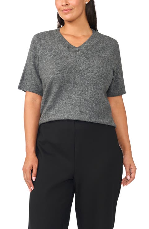 V-Neck Short Sleeve Sweater