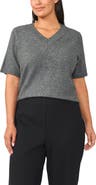 Halogen® V-Neck Short Sleeve Sweater