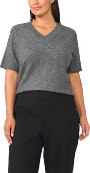 Halogen® V-Neck Short Sleeve Sweater
