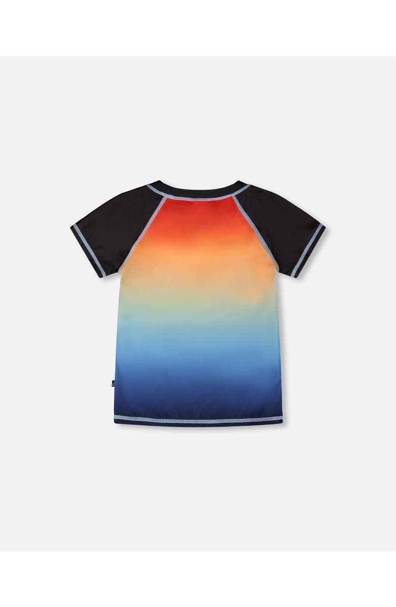 Deux par Deux Short Sleeve Shark Gradient Rashguard, Alternate, color, Blue And Orange Gradient