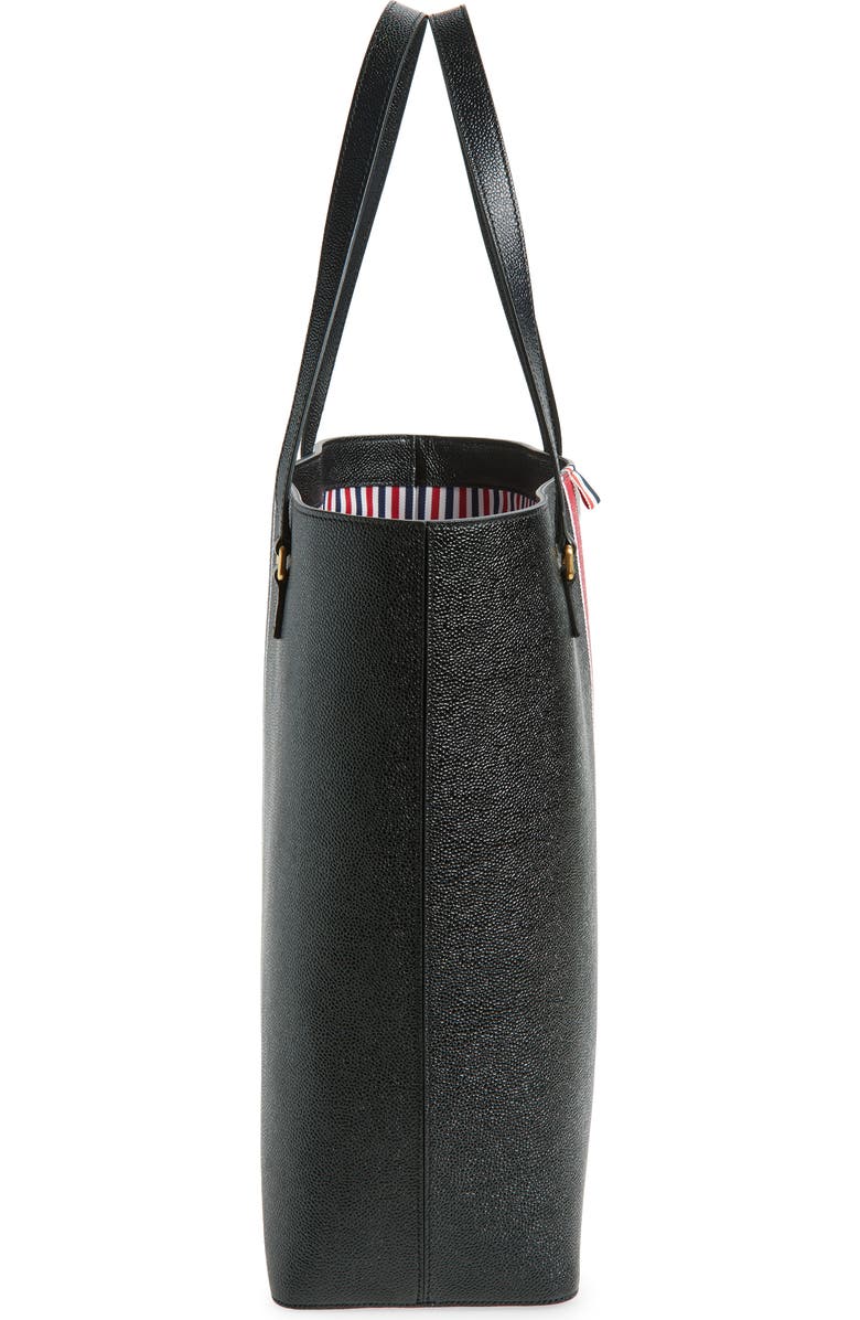 Thom Browne Vertical RWB Stripe Leather Tote, Alternate, color, Black