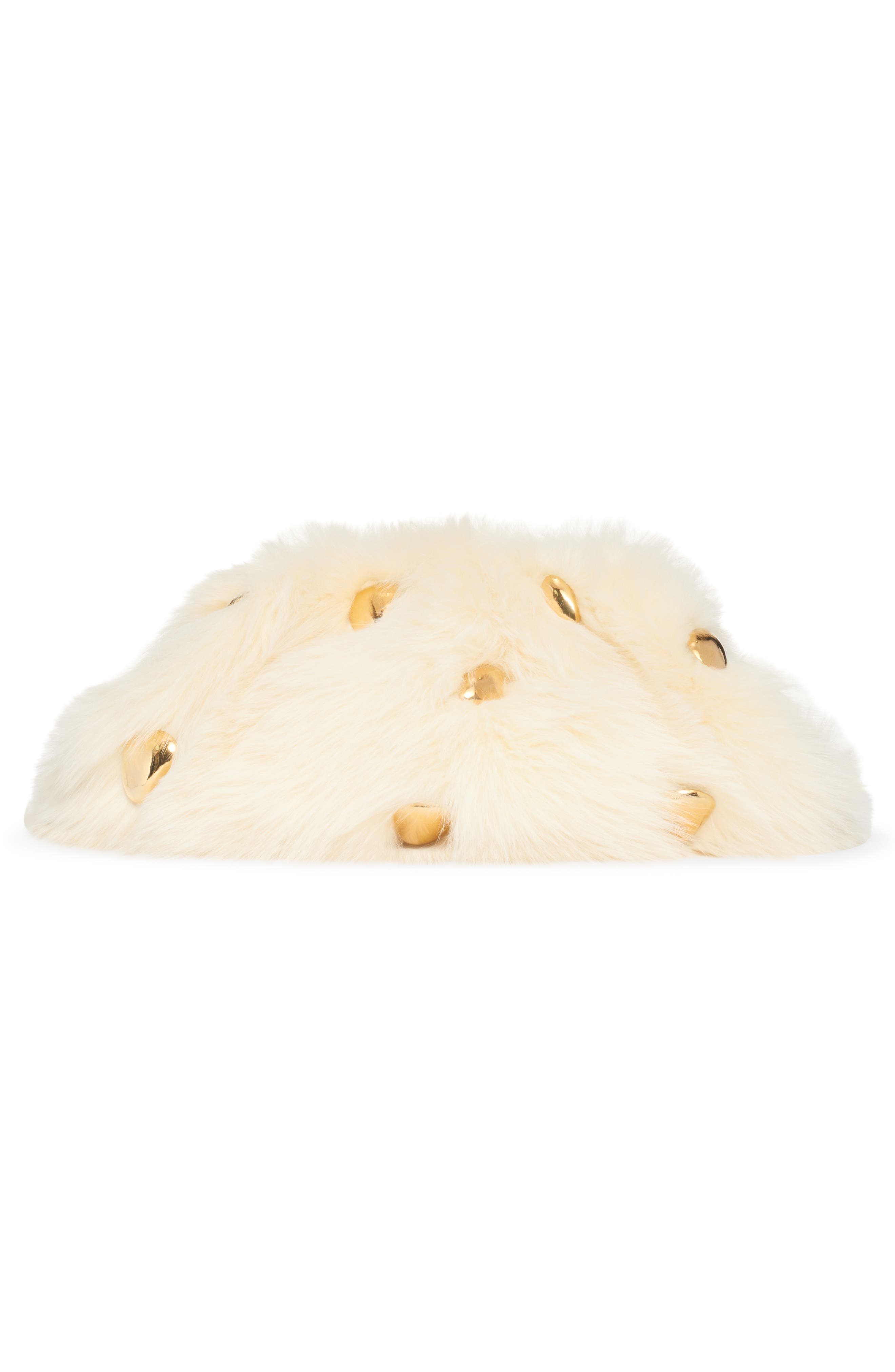 Bottega Veneta The Pouch Stud Embellished Genuine Shearling Clutch, Alternate, color, 