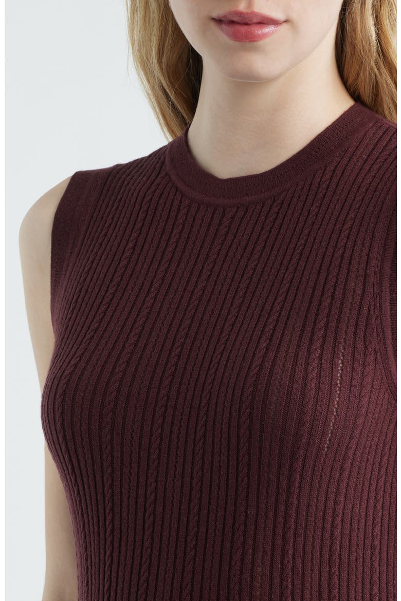 Meara Sleeveless Organic Cotton & Silk Blend Knit Top, Alternate, color, OXBLOOD