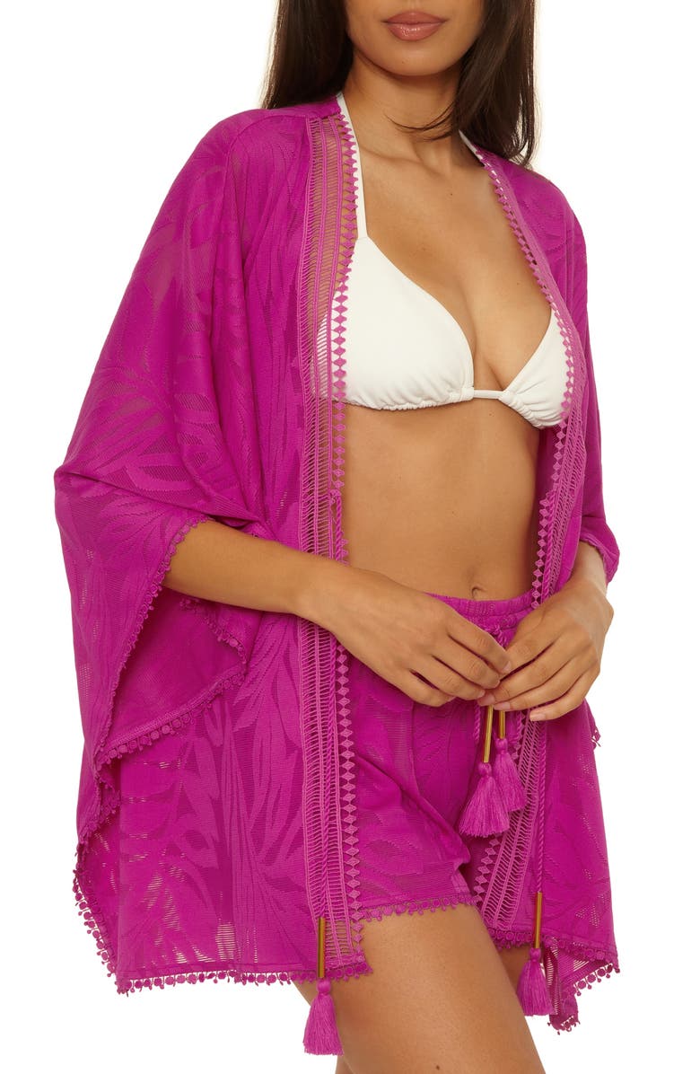 Trina Turk Catamaran Beach Cover-Up Shorts, Alternate, color, Azalea