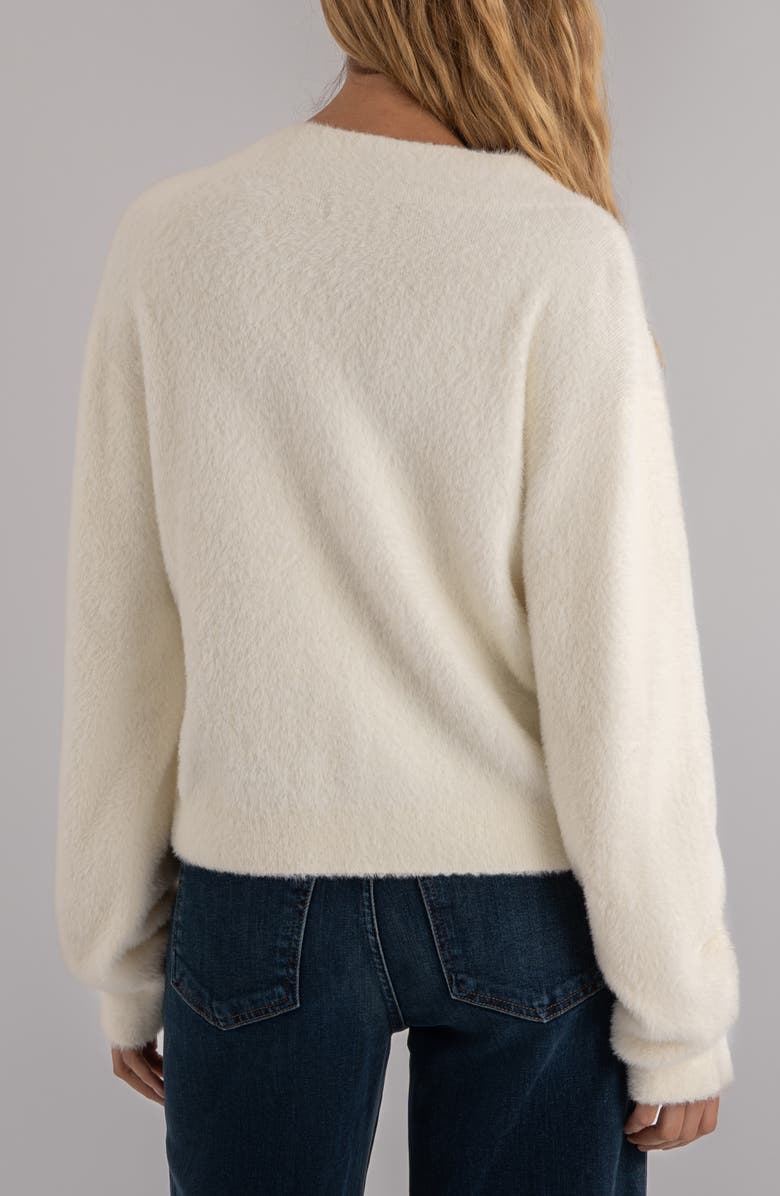 KUT from the Kloth Revel Fuzzy V-Neck Sweater, Alternate, color, Ivory