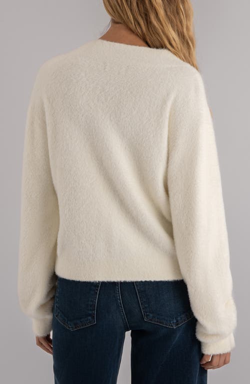 Kut From The Kloth Revel Fuzzy V-neck Sweater In White