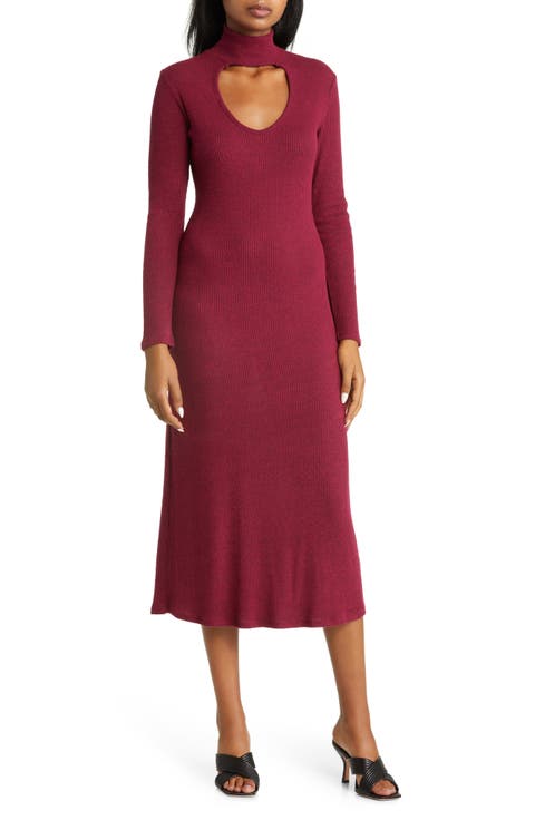 Cutout Long Sleeve Midi Dress
