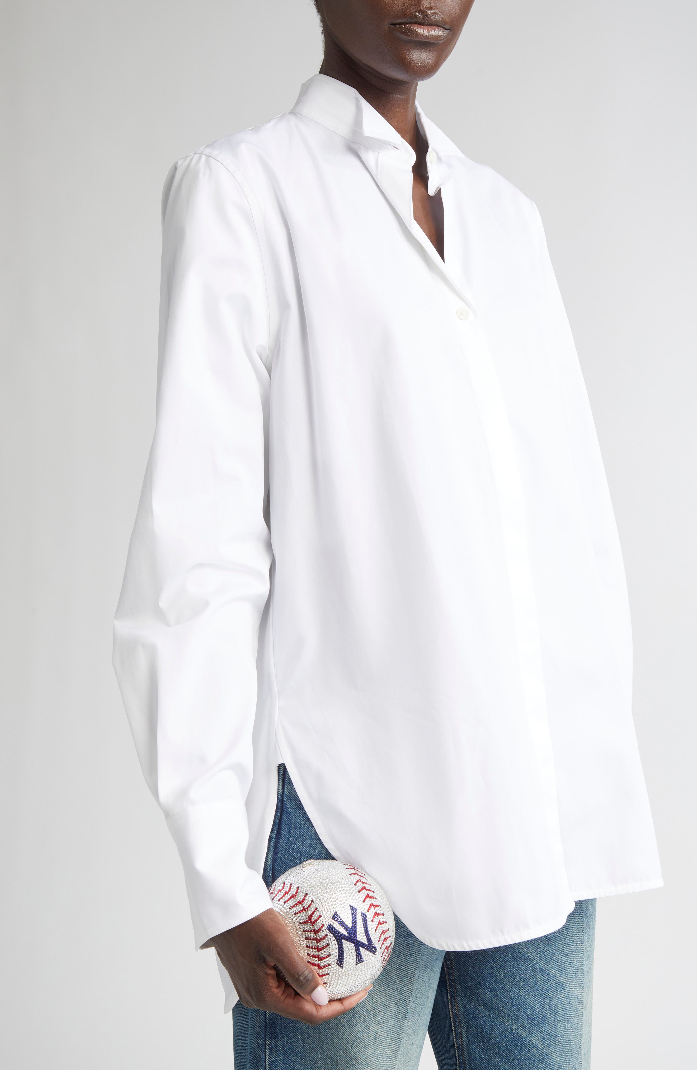 JUDITH LEIBER COUTURE MLB<sup>™</sup> New York Yankees Baseball Clutch, Alternate, color, Silver Rhine