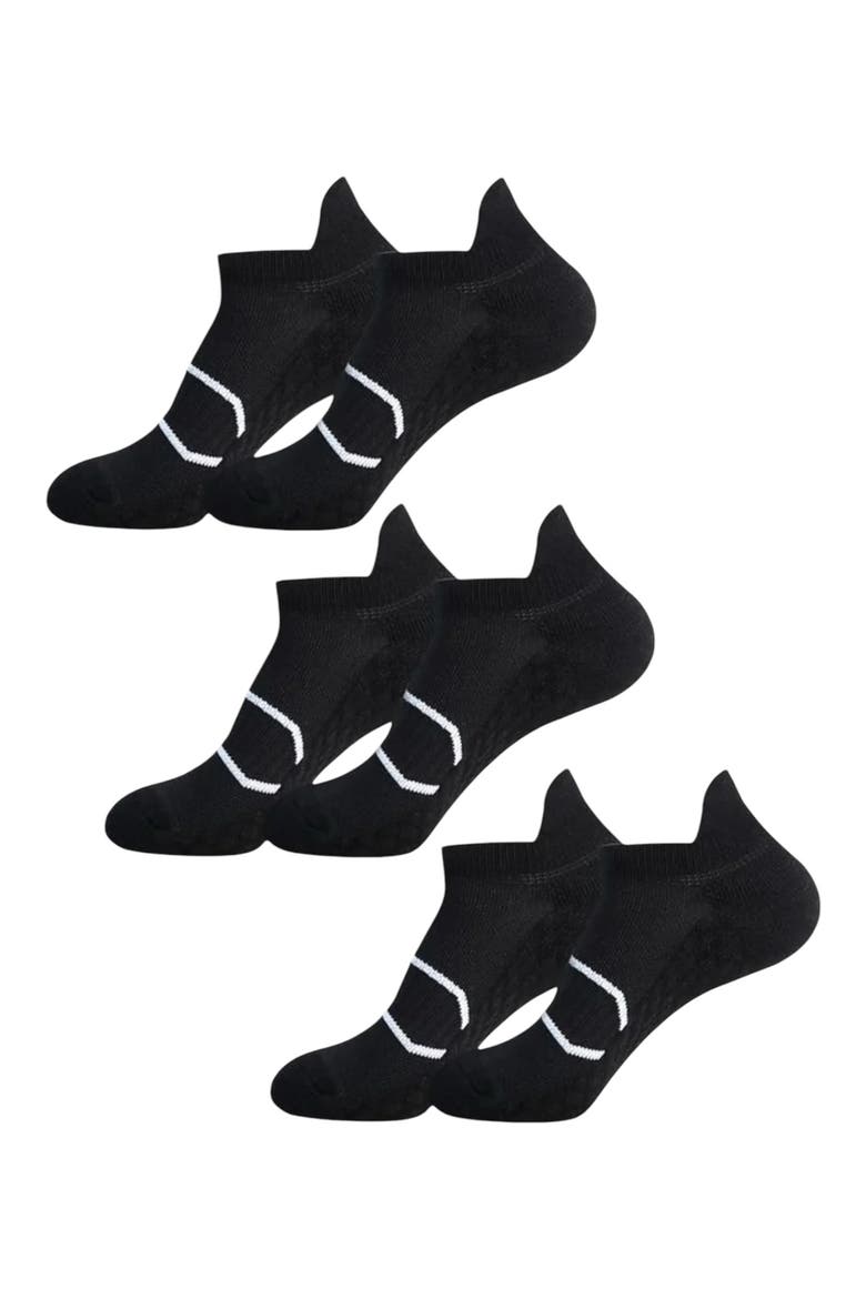 Assorted 3-Pack Cushion Support Ankle Socks, Alternate, color, BLACK