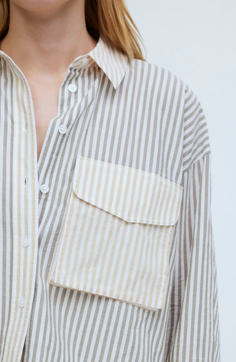 Madewell Flap Pocket Cotton Poplin Crop Button-Up Shirt, Alternate, color, 