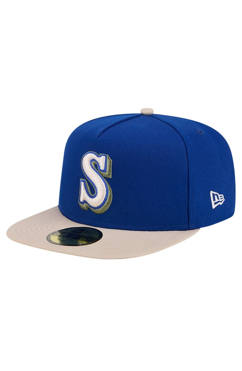 New Era Men's New Era Royal Seattle Mariners Canvas A-Frame 59FIFTY Fitted Hat, Alternate, color,