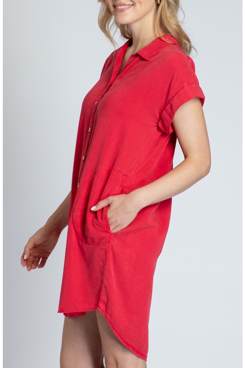 Short Sleeve Shirtdress, Alternate, color, RED