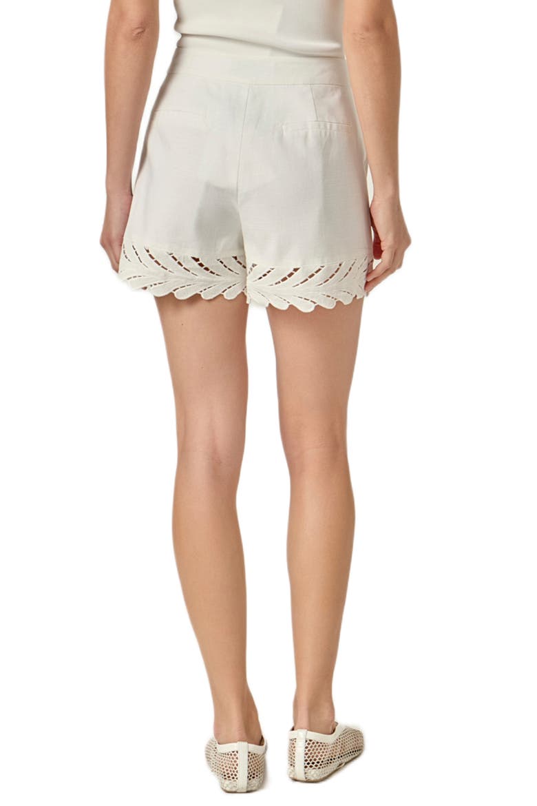 Embroidered Linen & Cotton Shorts, Alternate, color, OFF WHITE